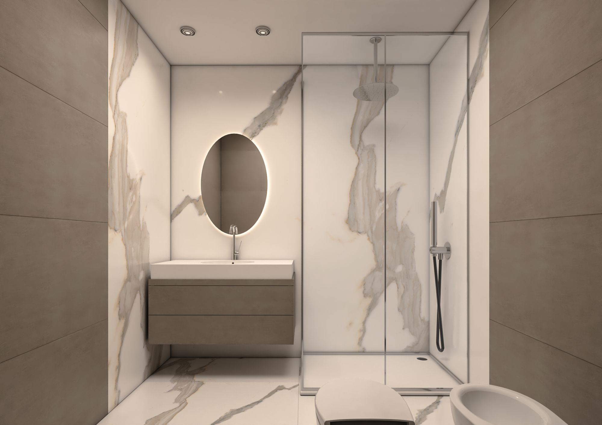 Design minimalista ed eleganza per il bagno dell’appartamento Michelangelo